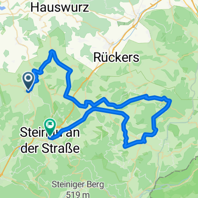 Bergwinkel-Giro 2020 159 km-Strecke ab Ulmbach bis zum Ziel Steinau (nur Landstraße)