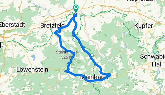 Öhringen - Unterheimbach - Mainhardt - Gleichen - Heuberg - Öhringen