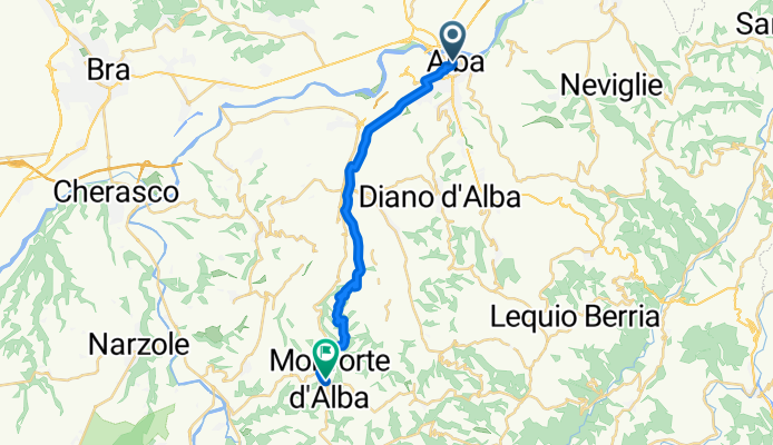 Via Cavour 14, Alba to Piazza Umberto I 20, Monforte d'Alba