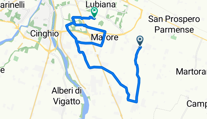 Strada Budellungo 96, Parma to Via Giuseppe Saragat, Parma