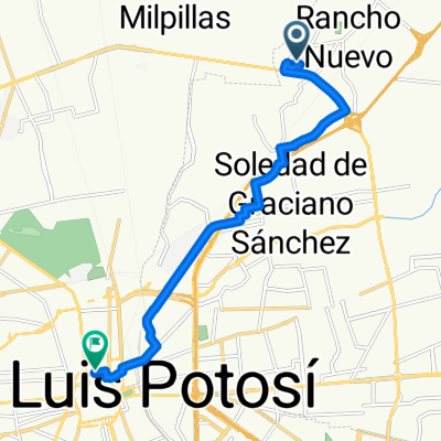 De Paseo de los Olivos 320, San Luis Potosí a Guajardo 7, San Luis Potosí