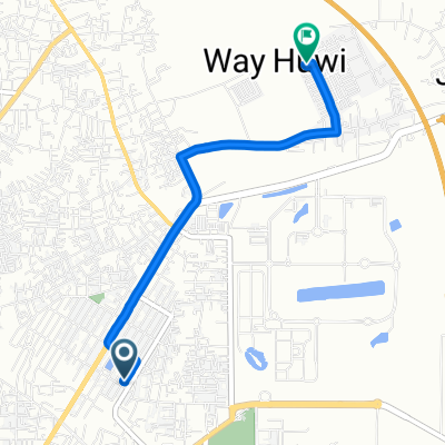Route from Perumahan Korpri Blok B2 No. 21, Sukarame