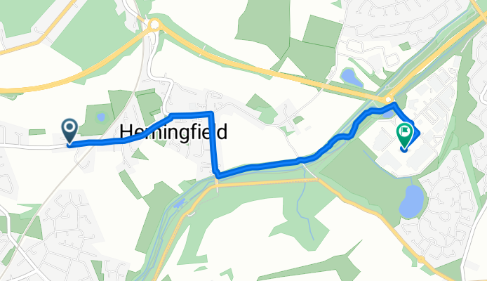 Route from 125 Cemetery Road, Barnsley