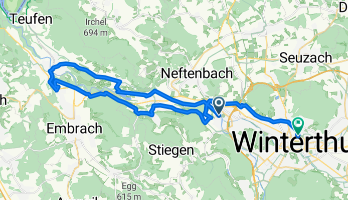 Hardgutstrasse 50D–54A, Winterthur to Sulzbergstrasse 5, Winterthur