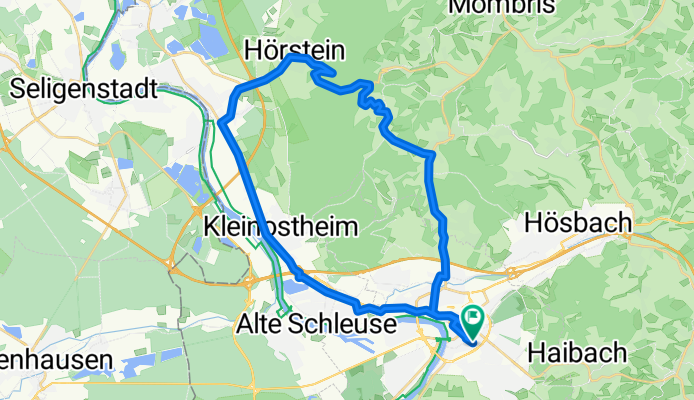 A`burg Stadt - Kleinostheim - Hohler Chaussee - Rückersbacher Schlucht - Johannesberg - A´burg Stadt