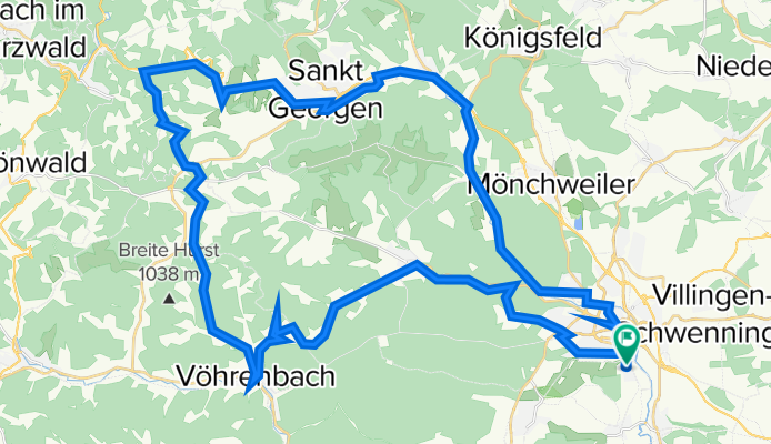 Villingen-St.Georgen-Sommerau-Nussbach-Hirzwald-Breghäusle-Langenbach-Friedrichshöhe-Unterkirnach-Volkertsweiler