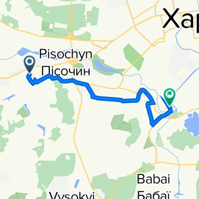 От вулиця Шевченка 65, Пісочин до Карачівське шосе 56, Харків