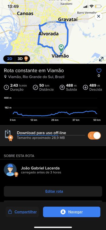 Rota constante em Viamão