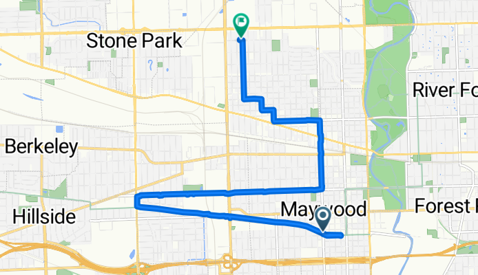 Route to 1800 N 22nd Ave, Melrose Park