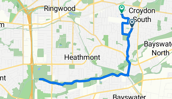 Tarralla Creek Trail, Ringwood East to 1 Camelia Court, Croydon South