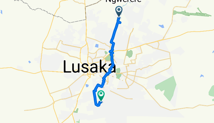 Route from Zambezi Road Extension, Lusaka