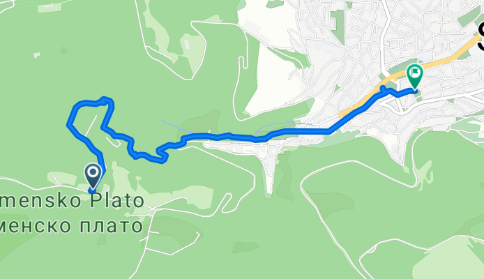 Route to ulitsa Rayna Knyaginya 22–28, Shumen