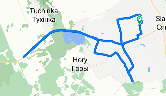 От вуліца Каваленкі, Сянно до вуліца Каваленкі, Сянно