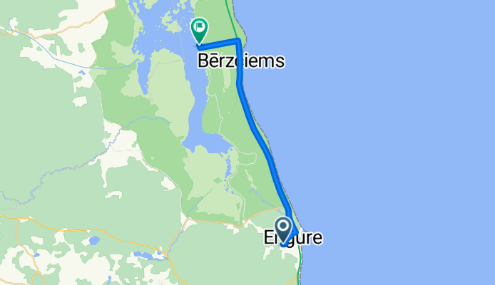 Route from SmilĆĄu iela 1â15, Engure