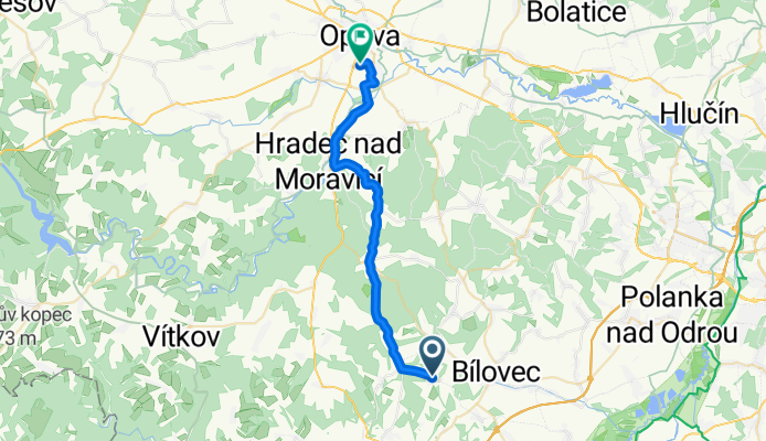 Bílovec to Slovenská 34, Opava