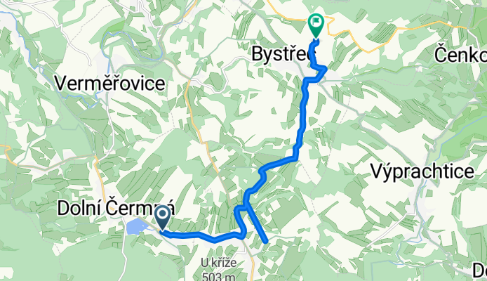 Dolní Čermná to Unnamed Road, Bystřec