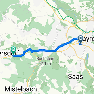 Rathenaustraße 39, Bayreuth to Bamberger Straße 3, Eckersdorf
