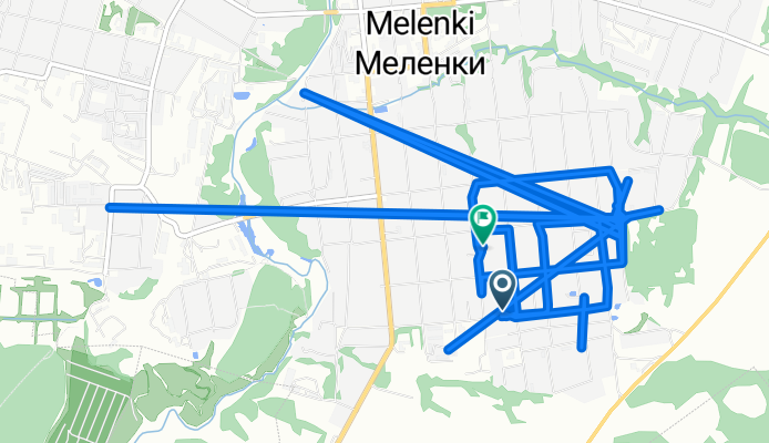 От улица Маяковского 2, Меленки до улица Ленина 125, Меленки