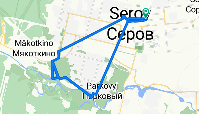 От улица Луначарского 108, Серов до улица Луначарского 108, Серов
