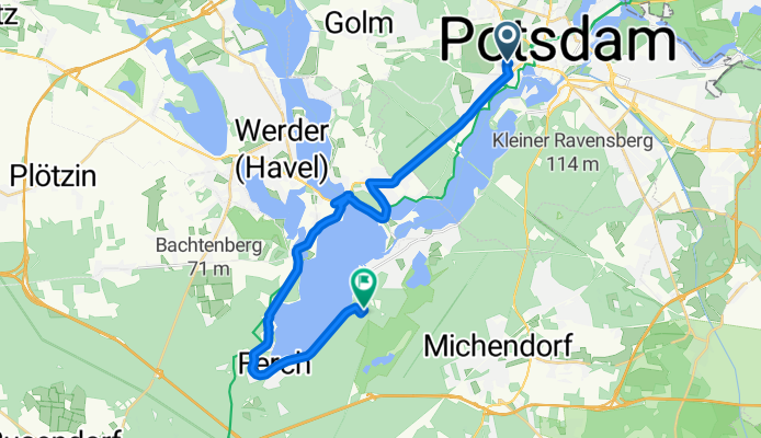 Nansenstraße 15, Potsdam nach Flottstelle 23, Schwielowsee