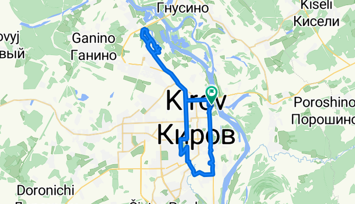 От улица Розы Люксембург 5, Киров до улица Казанская 20, Киров