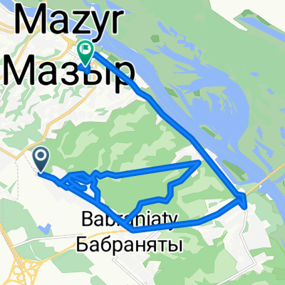 От улица Калинина, Мазыр до Мозырь