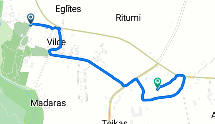 Route from Skolas iela, Vilce