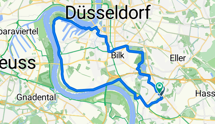 Von Wersten zum Rheinturm Düsseldorf und zurück
