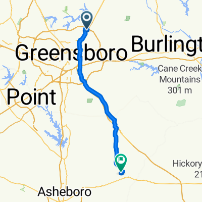 4111 Flowering Path Ln, Greensboro to 5282–5298 Goldston Rd, Ramseur