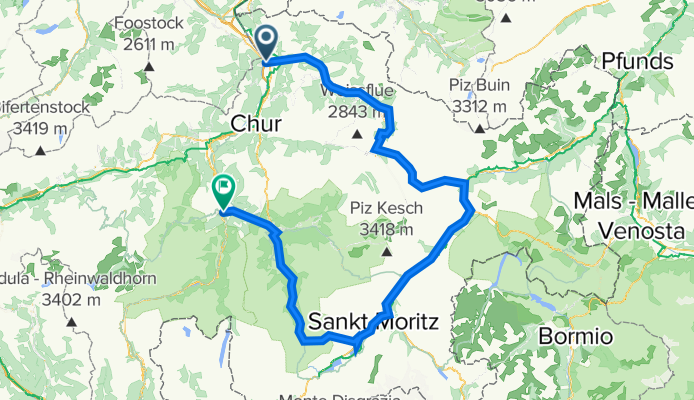 Landquart - Davos - Flüelapass - St. Moritz - Albulapass - Tiefencastel - Thusis