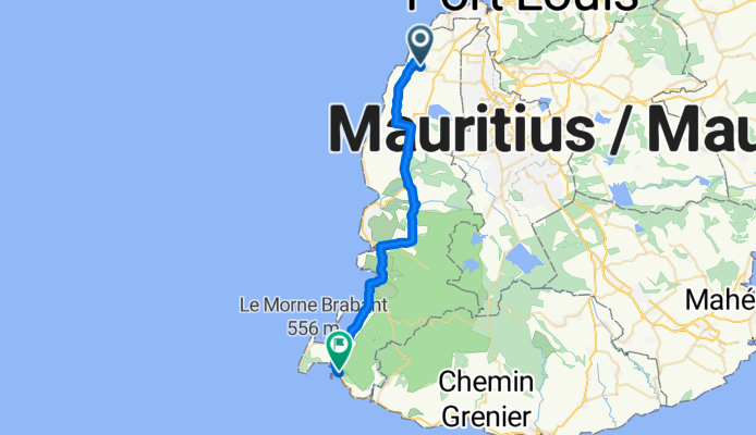 Route from Avenue des Perruches, Belle Vue