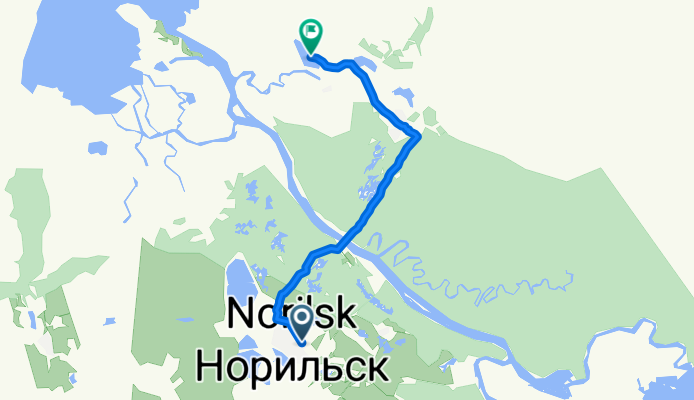 От улица Лауреатов 33, Норильск до Unnamed Road, Норильск