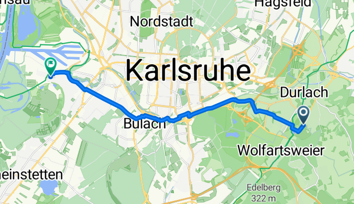Badener Straße 95, Karlsruhe nach Vorderstraße 80, Karlsruhe
