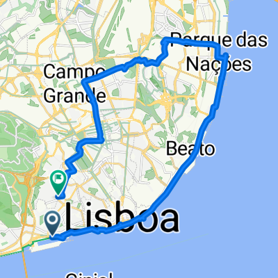 Avenida de Brasília, Lisbon to Rua Coelho da Rocha 50, Lisbon