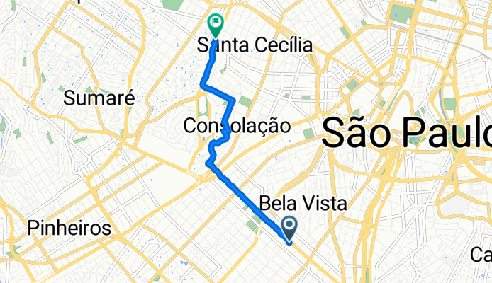 De Avenida Paulista, 975–1027, São Paulo a Avenida Pacaembu, 1207, São Paulo