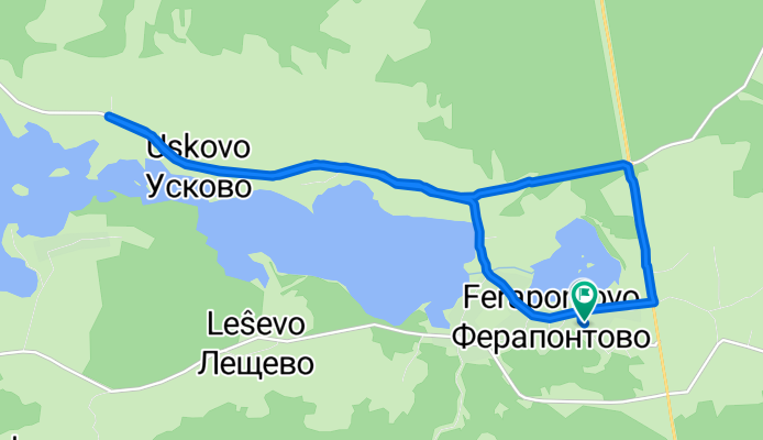 От Улица Молодежная, Ферапонтово до Улица Молодежная, Ферапонтово