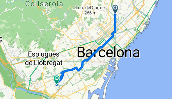 De Avinguda Meridiana 293, Barcelona a Carrer del Prat 19, L'Hospitalet de Llobregat