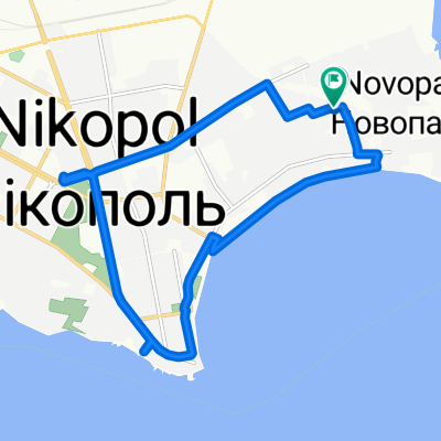 От Пінська вулиця 56, Нікополь до вулиця Коцюбинського 56, Нікополь