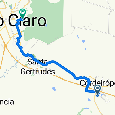 Rota para Avenida Três A, 529–531, Rio Claro