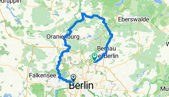 S Beusselstr - Berlin-Kopenhagen-Radweg - Liebenwalde - Berlin-Usedom-Rw. - S Buch