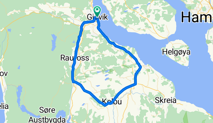 Gjøvik-Kapp-Lena-Reinsvoll-Raufoss-Gjøvik
