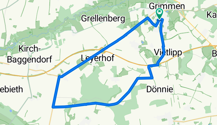 Grimmen - Leyerhof - Wendisch Baggendorf - Vietlipp - Grimmen-