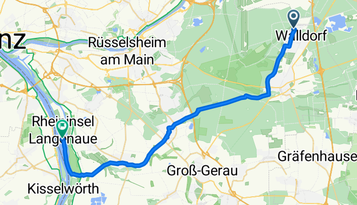 Elbestraße 20, Mörfelden-Walldorf nach Trebur