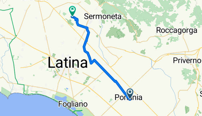Da Via Aldo Moro 9, Pontinia a Via dell'Aeroporto 1, Latina