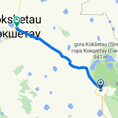 От ул. Чкалова77, Щучинск до Кокшетау