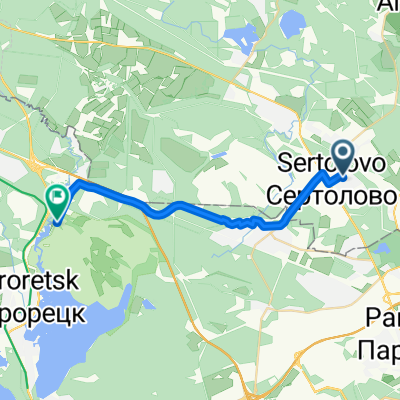 От Молодежная улица 7, Сертолово до Сестрорецкое шоссе, Санкт-Петербург