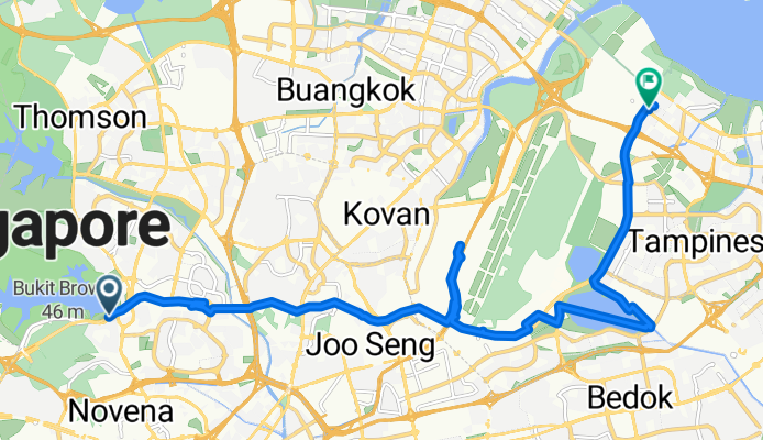 Mac Ritchie Road, Singapore to Pasir Ris Street 72 25, Singapore