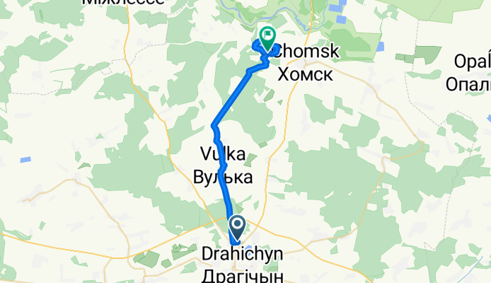 От Ореховая улица, Дрогичин до Unnamed Road