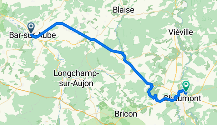 De Avenue du Général Leclerc 22, Bar-sur-Aube à Chemin du Moulin Neuf 17, Chaumont