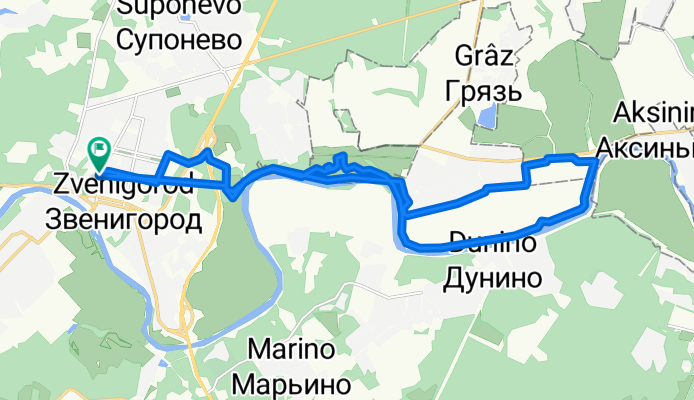 От Пролетарская улица, 23к1, Звенигород до Пролетарская улица, 23к1, Звенигород